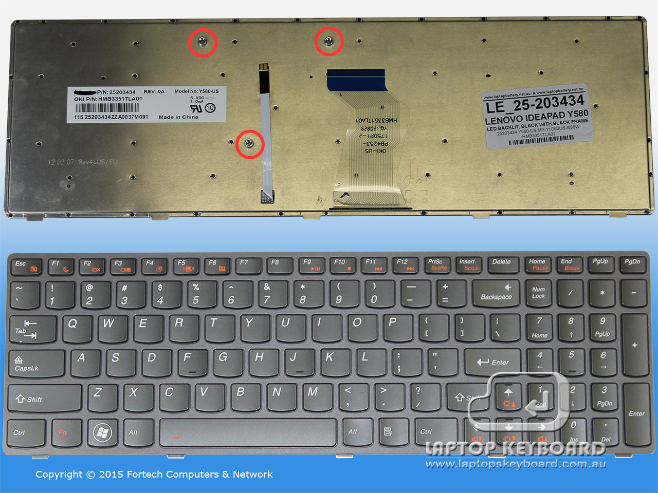 LENOVO IDEAPAD Y580 BLACK/LED BACKLIT US KEYBOARD 25-203434 - Click Image to Close