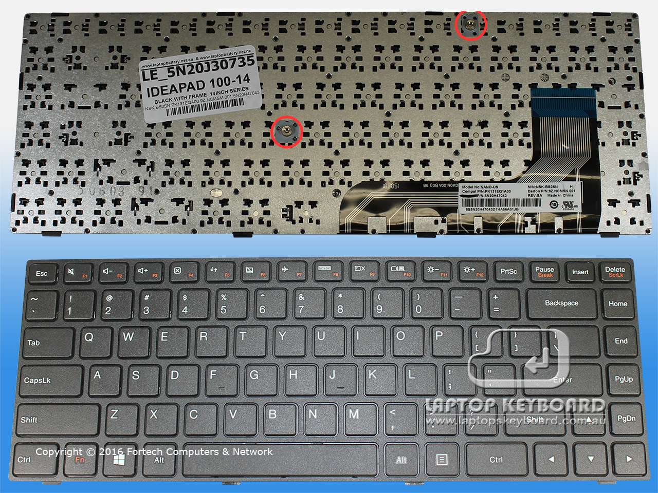 LENOVO IDEAPAD 100-14 US KEYBOARD BLACK SN20J30735 - Click Image to Close