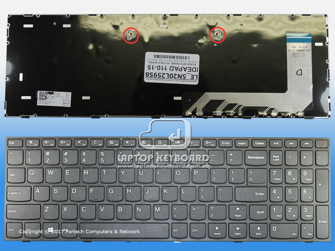 LENOVO IDEAPAD 110-15ISK US KEYBOARD BLACK 5N20L25958 - Click Image to Close