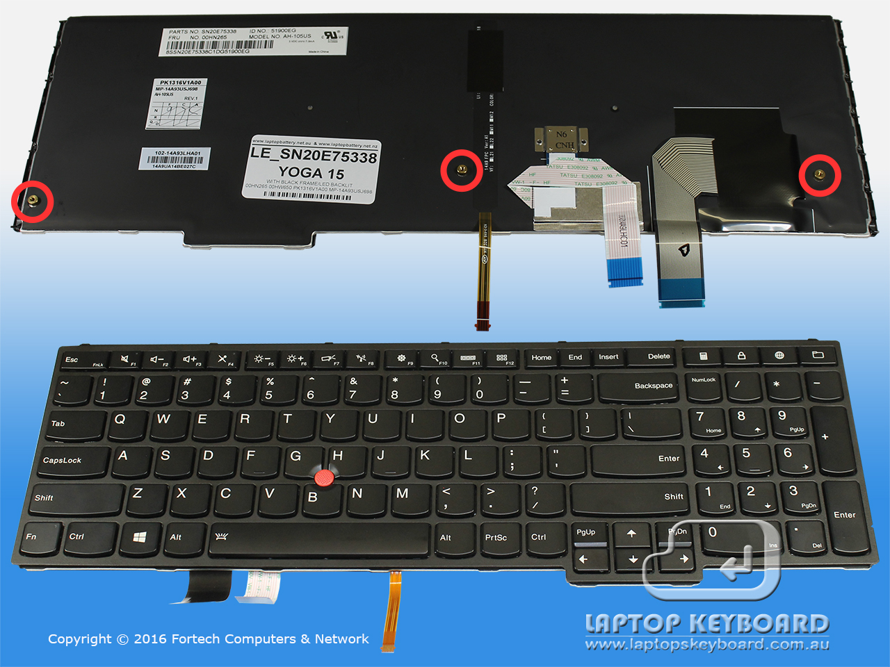 LENOVO YOGA 15 US KEYBOARD BLACK BLACKLIT SN20E75338 - Click Image to Close