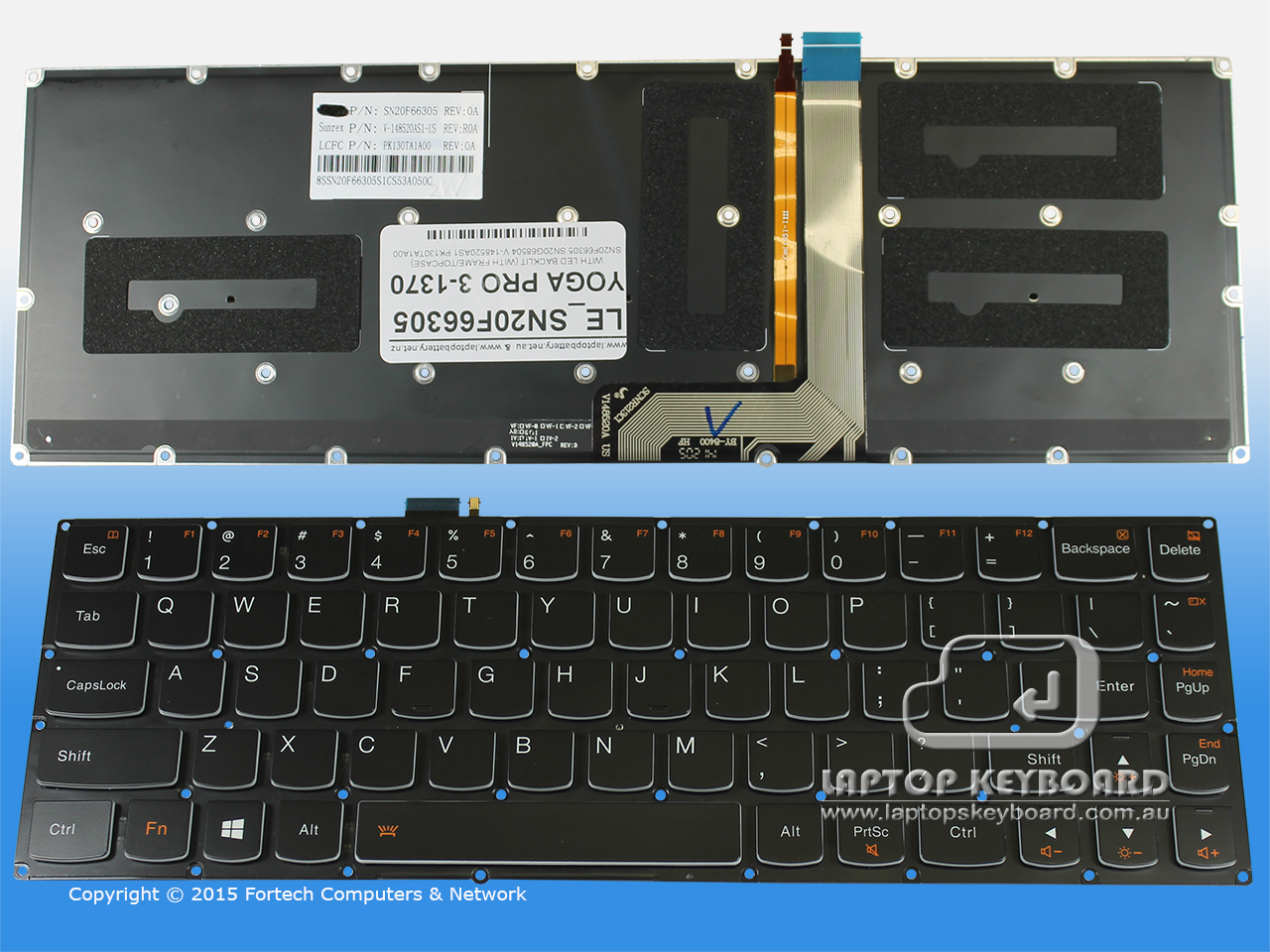 LENOVO YOGA PRO 3 1370 REPLACEMENT US KEYBOARD BLACK SN20F66305 - Click Image to Close