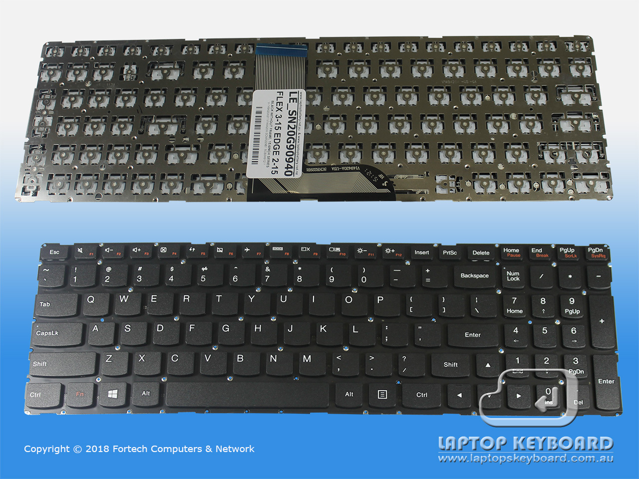 LENOVO FLEX 3-1570 3-1580 EDGE 2-1580 US KEYBOARD BLK SN20G90940 - Click Image to Close