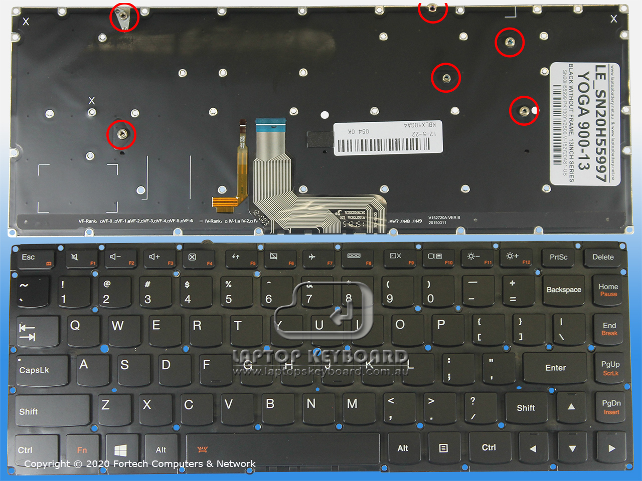 LENOVO YOGA 900-13ISK YOGA 5 PRO US KEYBOARD BLK/BLT SN20H55997 - Click Image to Close