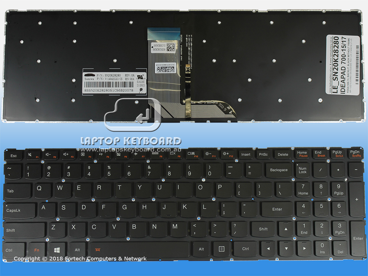 LENOVO IDEAPAD 700-15 US KEYBOARD BLACK BACKLIT SN20K28280 - Click Image to Close