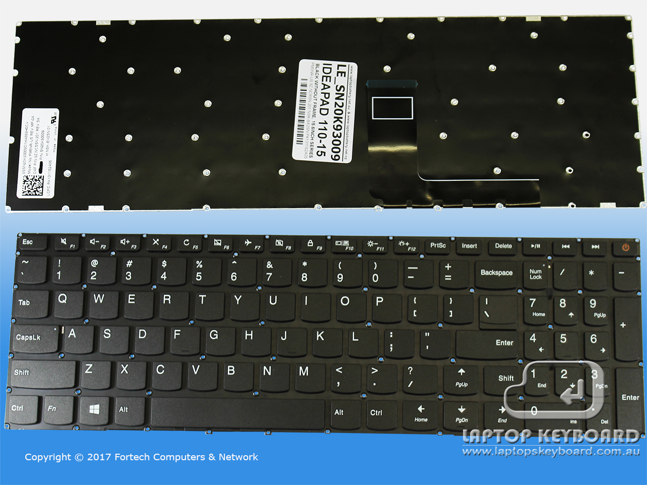 LENOVO IDEAPAD 110-15IBR US KEYBOARD BLACK SN20K93009_115 - Click Image to Close