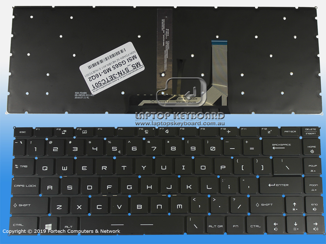 MSI GS65 MS-16Q2 BLACK BACKLIT REPLACE KEYBOARD S1N-3ETC501 - Click Image to Close