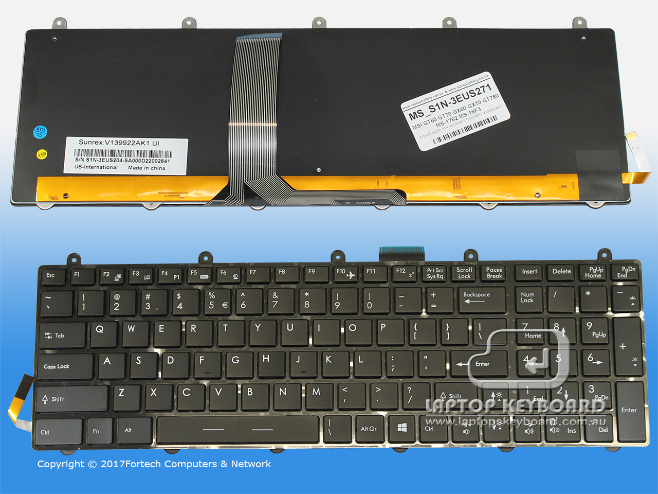 MSI GT60 GT70 BLACK BACKLIT REPLACE KEYBOARD S1N-3EUS271 - Click Image to Close