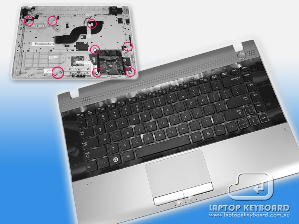 SAMSUNG RC410, RV409, RV411 US KEYBOARD & TOP CASE BA75-03095A - Click Image to Close