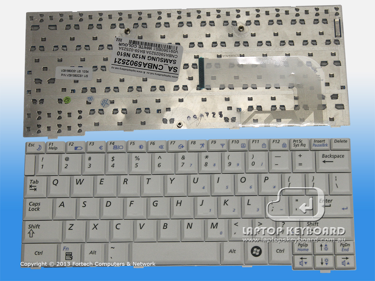 SAMSUNG N120, N510 US WHITE KEYBOARD CNBA5902521 - Click Image to Close