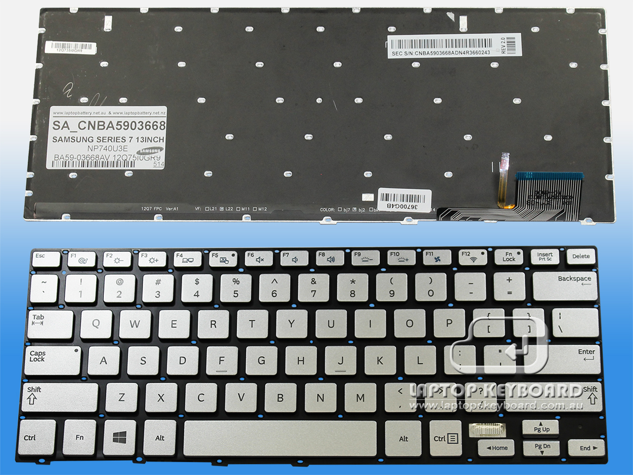 SAMSUNG 7 SERIES 13IN 740U3E NP740U3 SLIVER KEYBOARD CNBA5903668 - Click Image to Close