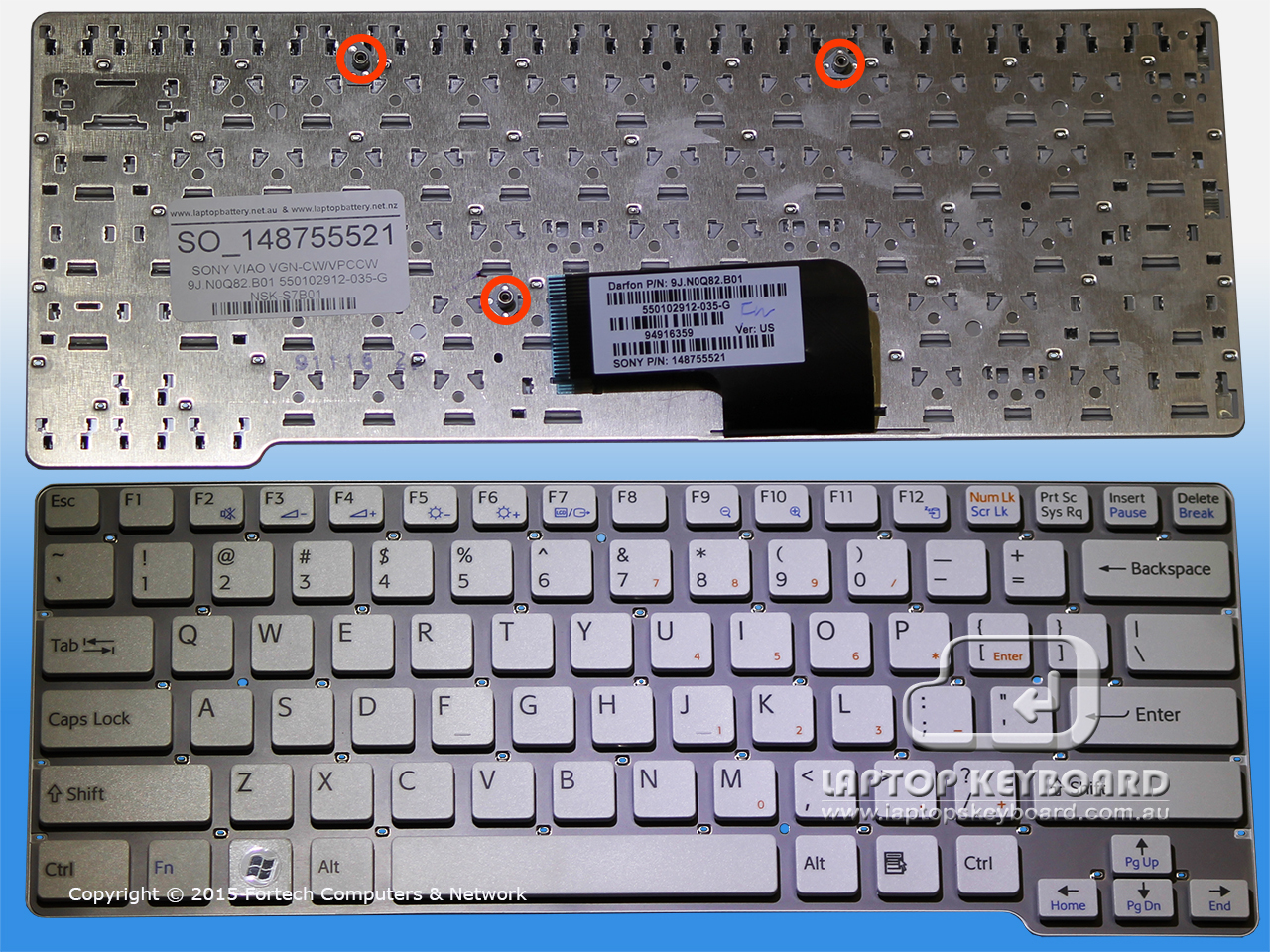 SONY VAIO VGN-CW US REPLACE KEYBOARD WHITE 1-487-555-21 - Click Image to Close