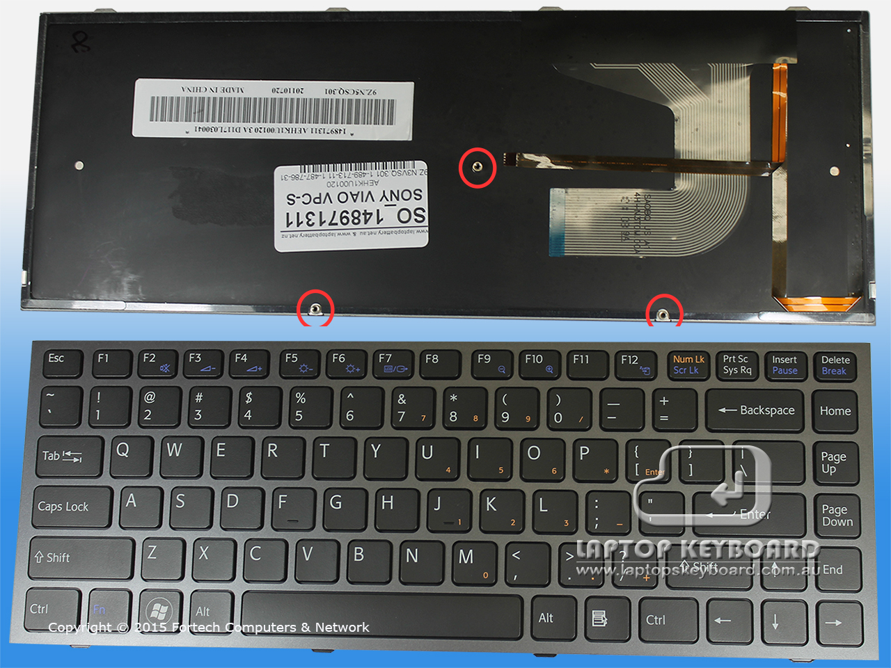 SONY VAIO VPC-S US REPLACE KEYBOARD BLACK BACKLIT 1-487-791-11 - Click Image to Close