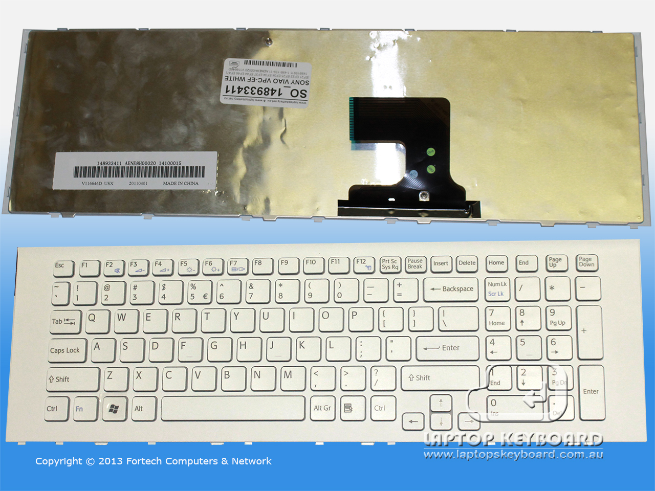 SONY VAIO VPC-EF US REPLACE KEYBOARD WHITE 1-489-334-11 - Click Image to Close