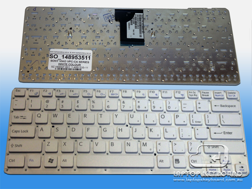 SONY VAIO VPC-CA US REPLACE KEYBOARD WHITE 1-489-535-11 - Click Image to Close