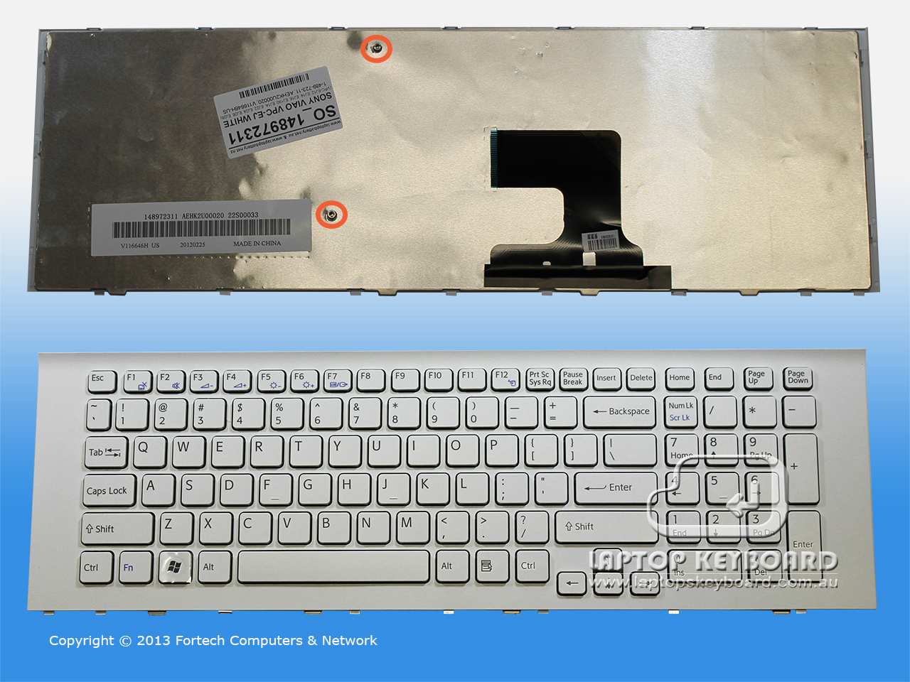 SONY VAIO VPC-EJ US REPLACE KEYBOARD WHITE 1-489-723-11 - Click Image to Close