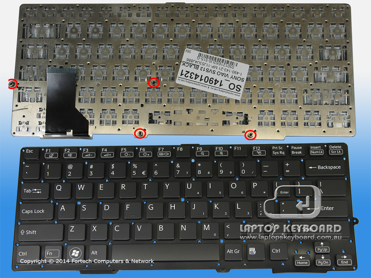 SONY VAIO S SERIES SVS13 US REPLACE KEYBOARD BLACK 1-490-143-21 - Click Image to Close