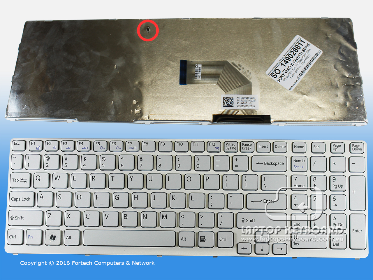 SONY VAIO E SERIES SVE15/17 US WHITE KEYBOARD 1-490-288-11 - Click Image to Close