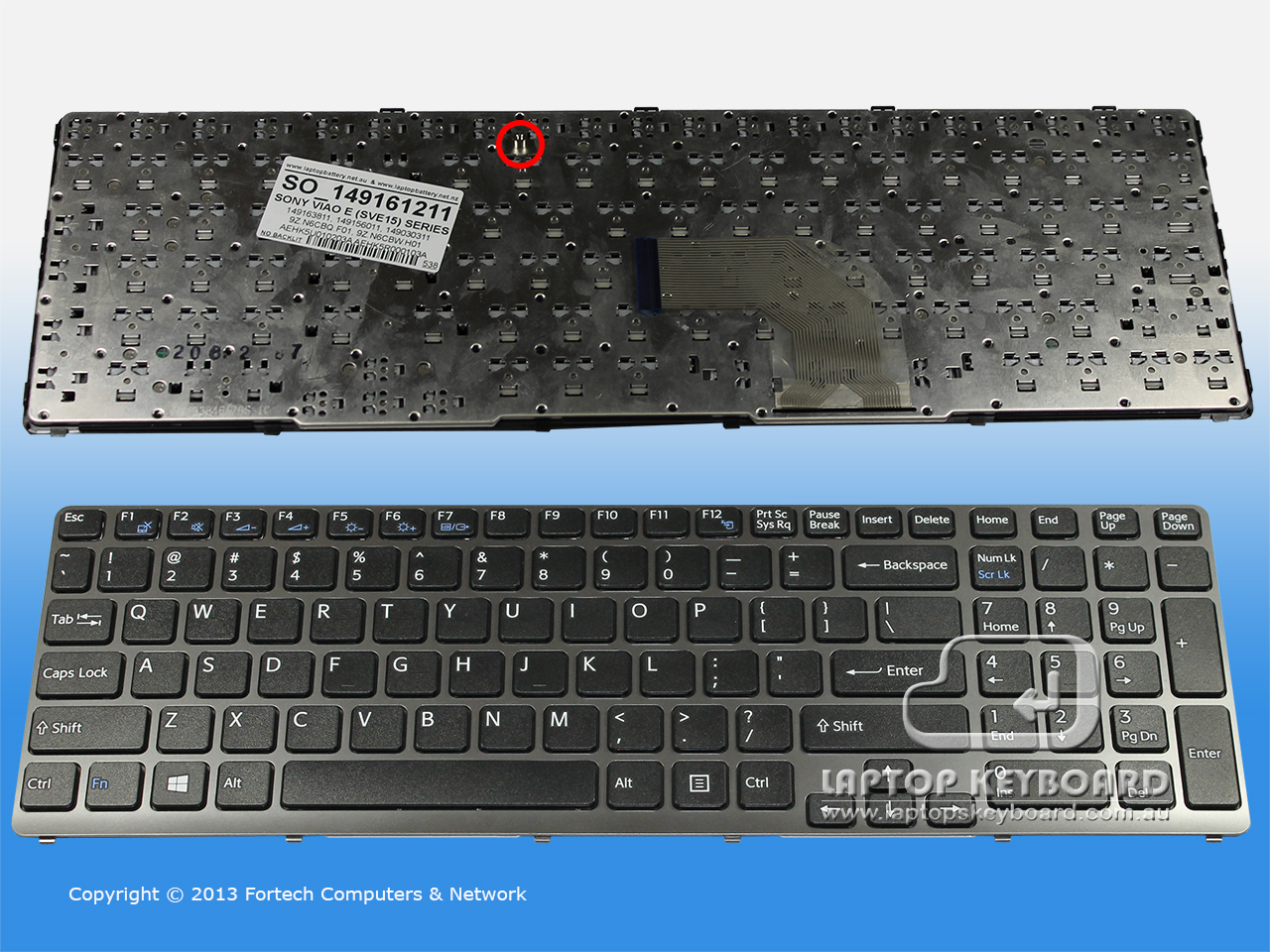 SONY VAIO E SERIES SVE15 US KEYBOARD BLACK 1-491-612-11 - Click Image to Close