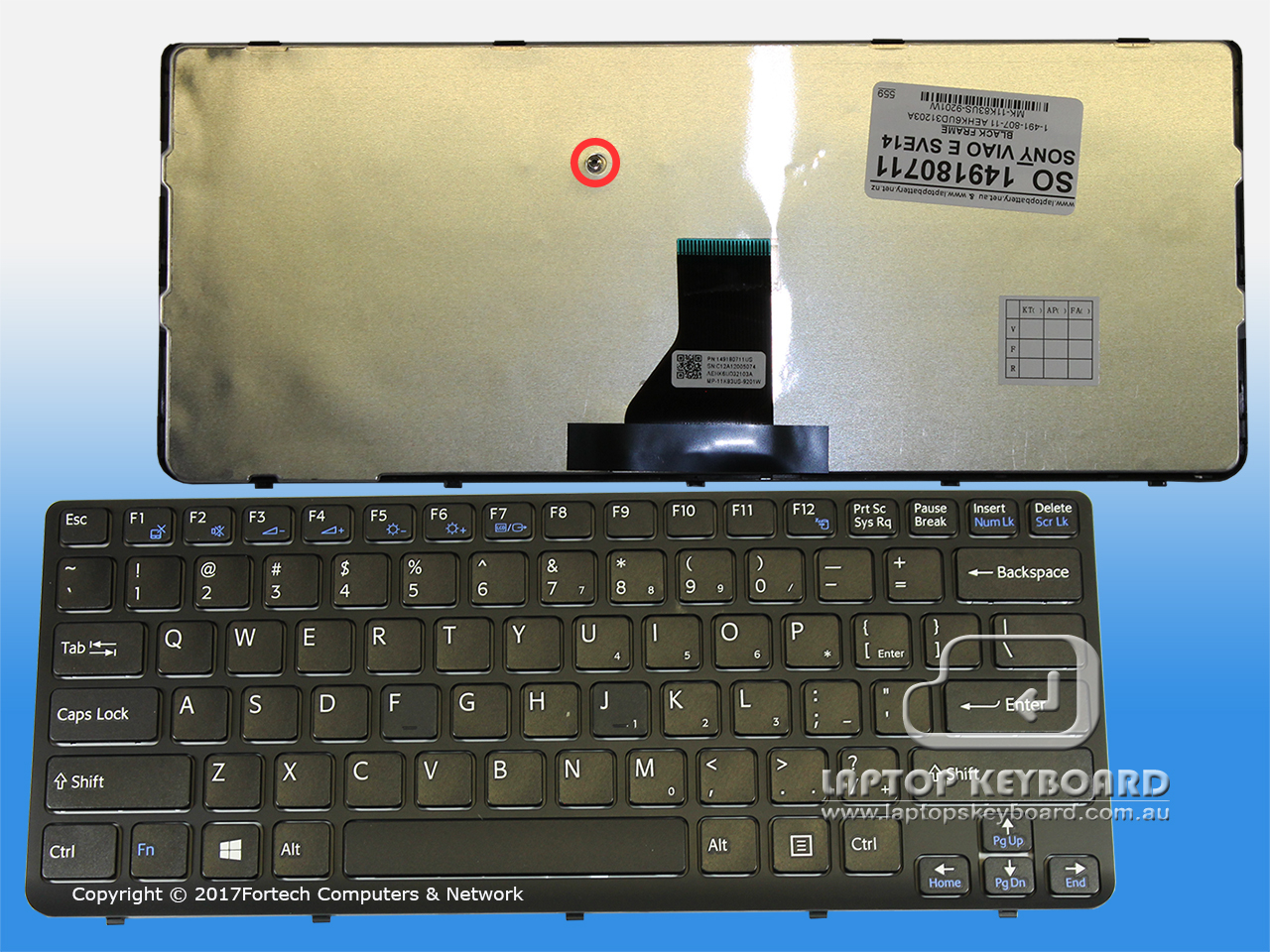 SONY VAIO E SERIES SVE14 US BLACK FRAME KEYBOARD 1-491-807-11 - Click Image to Close