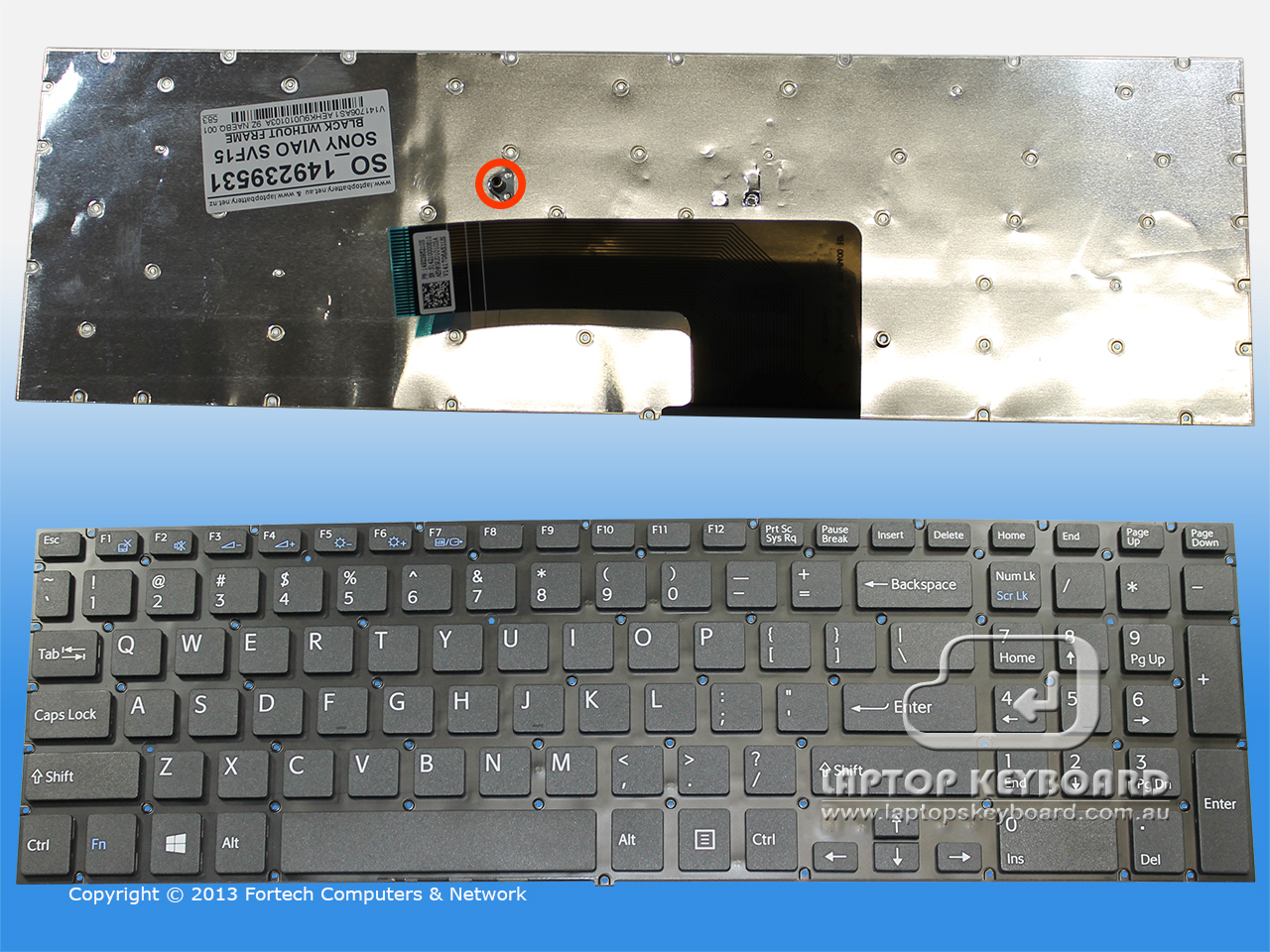 SONY VAIO F SERIES SVF15 US KEYBOARD BLACK 1-492-395-31 - Click Image to Close