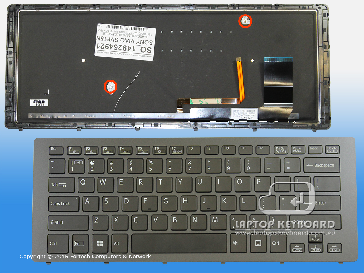 SONY VAIO F SERIES SVF15N US KEYBOARD BLACK 1-492-649-21 - Click Image to Close