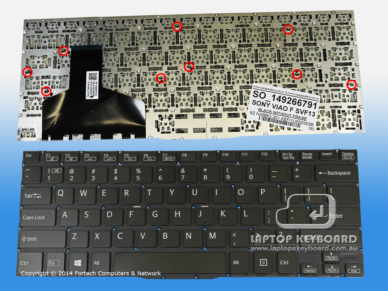 SONY VAIO F SERIES SVF13 US KEYBOARD BLACK 1-492-667-91 - Click Image to Close