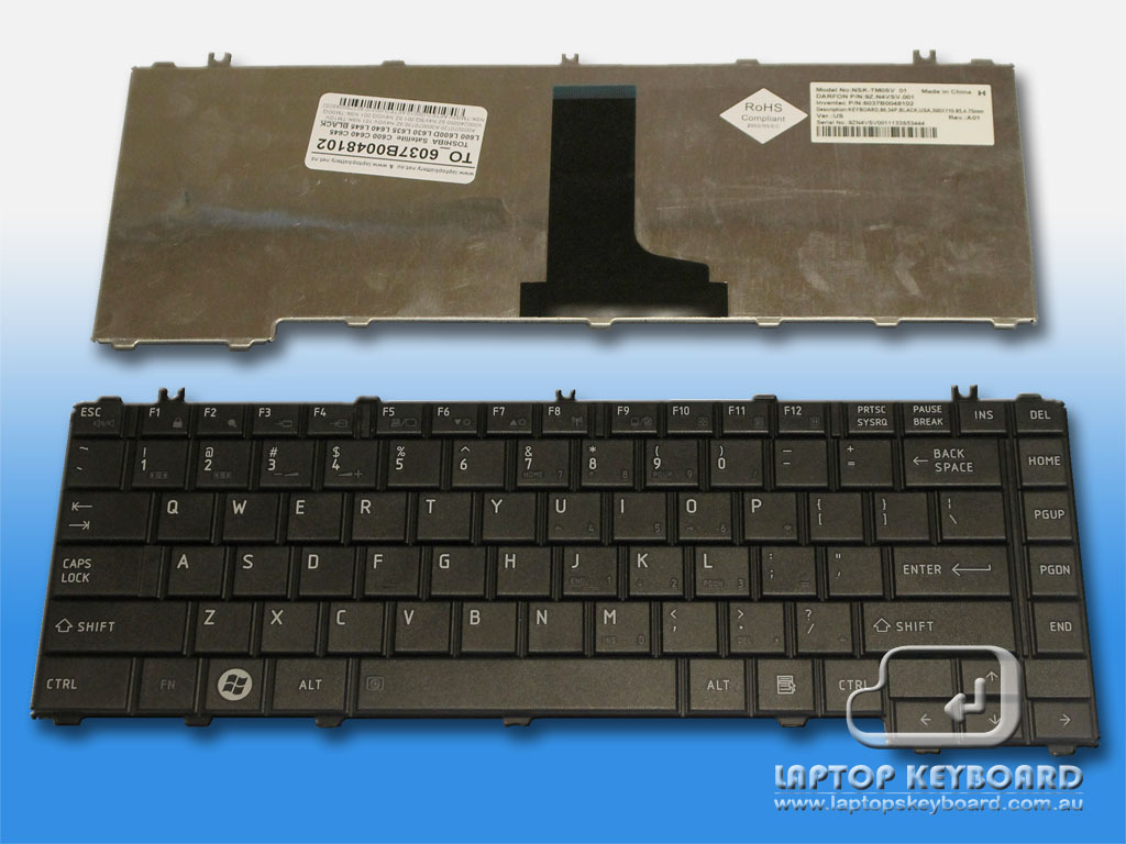 TOSHIBA C640 C645 L600 L630 L635 BLACK KEYBOARD A000070720 - Click Image to Close