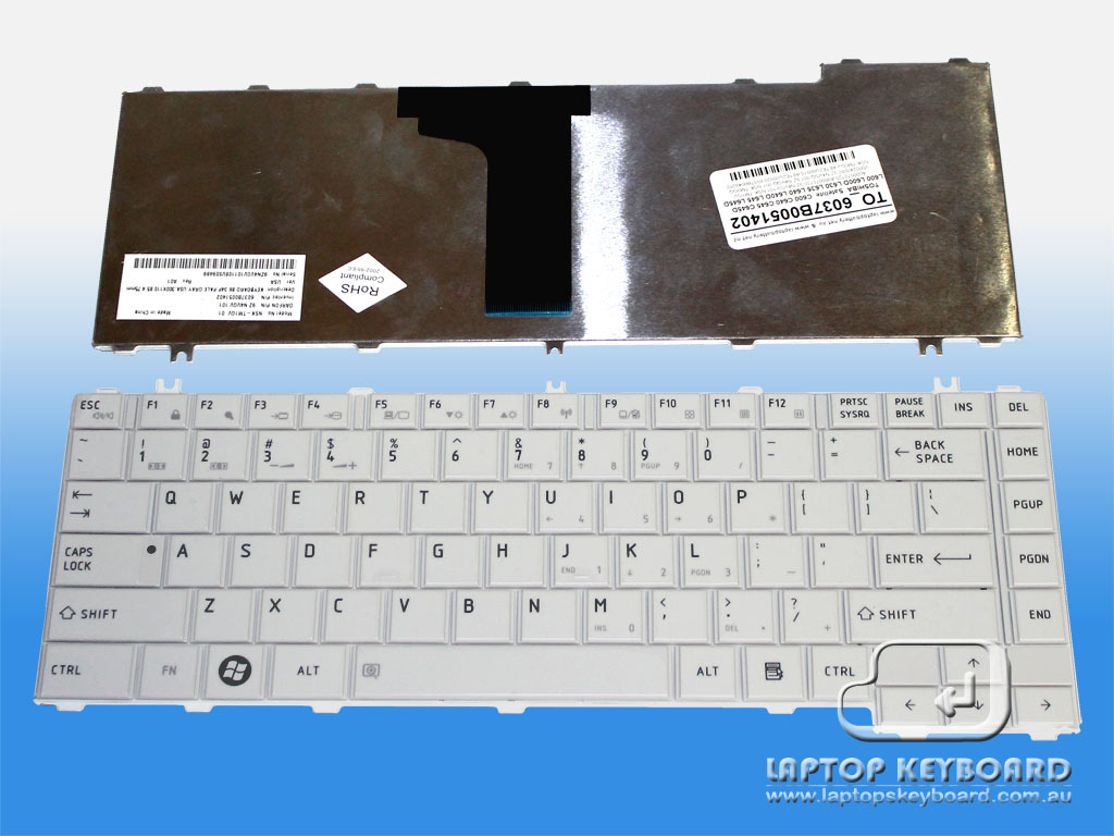 TOSHIBA C640 C645 L600 L630 L635 WHITE KEYBOARD A000070800 - Click Image to Close