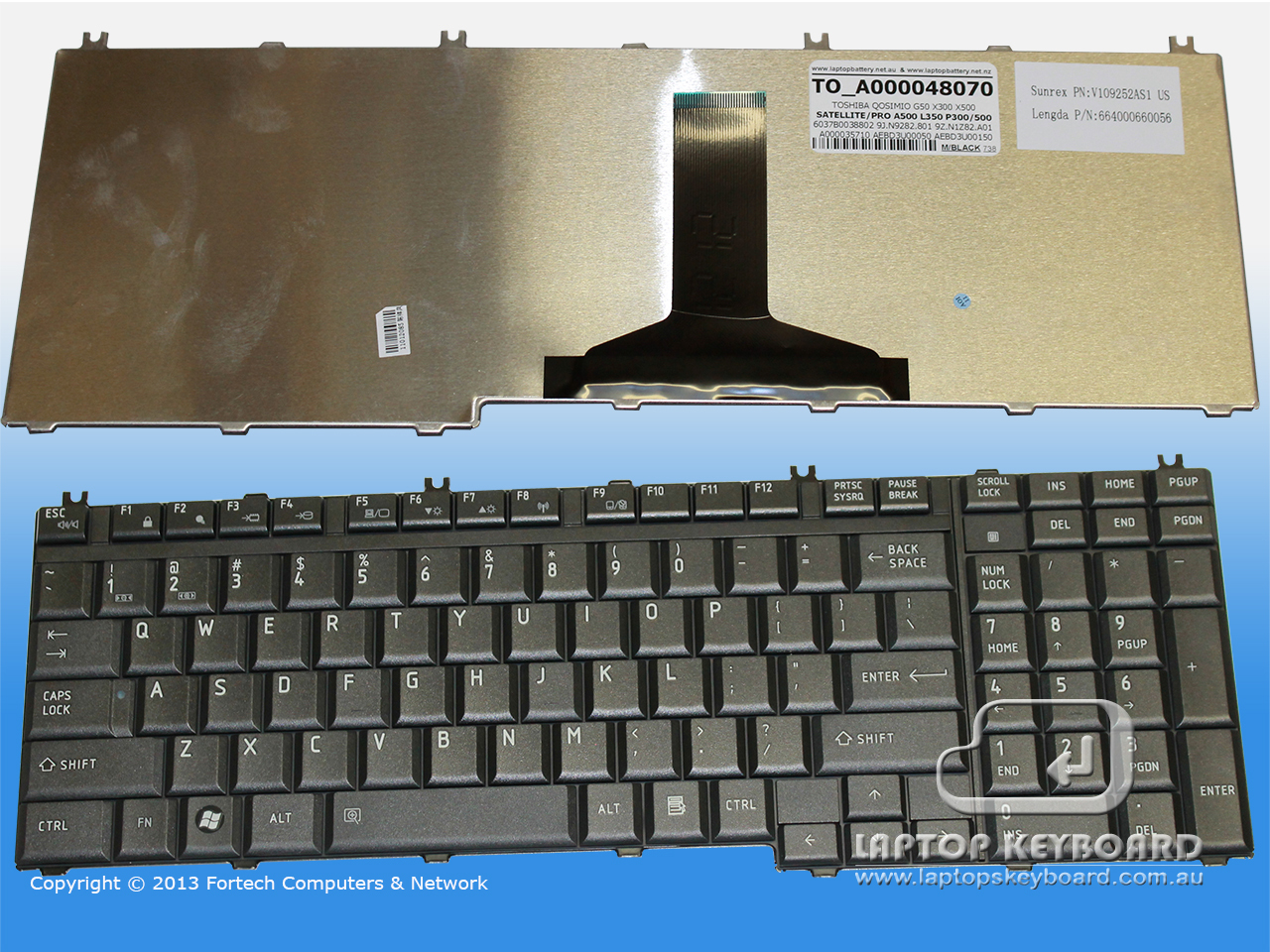 TOSHIBA A500 L350 L500 P500 MATTE BLACK KEYBOARD A000048070 - Click Image to Close