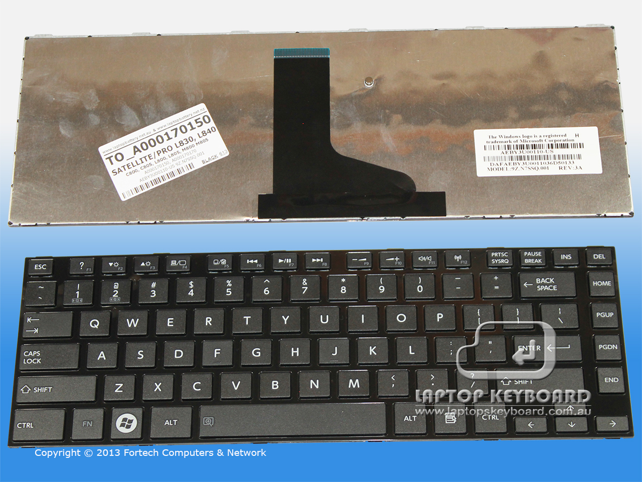 TOSHIBA SATELLITE L830, L840 BLACK KEYBOARD A000170150 - Click Image to Close