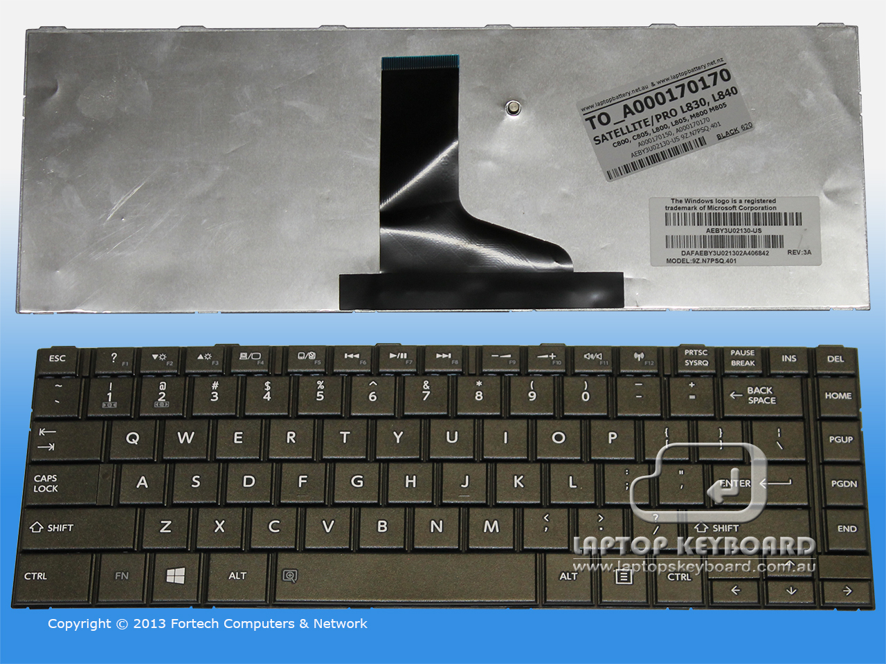 TOSHIBA SATELLITE C800 C805 L830 L840 BLACK KEYBOARD A000170170 - Click Image to Close