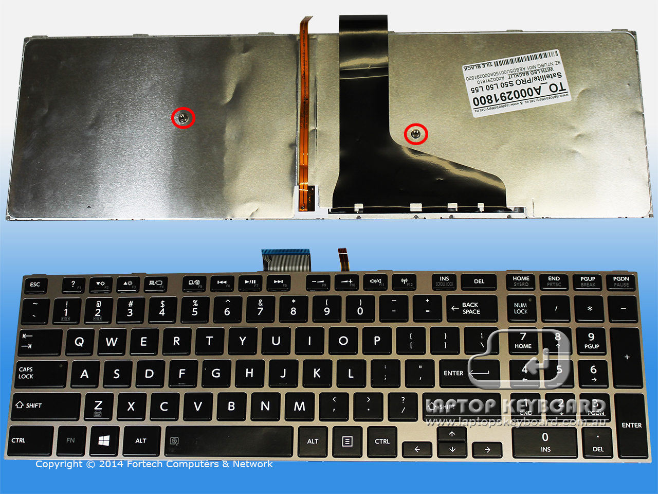 TOSHIBA SATELLITE L50 S50 US BLACK KEYBOARD BACKLIT A000291800 - Click Image to Close