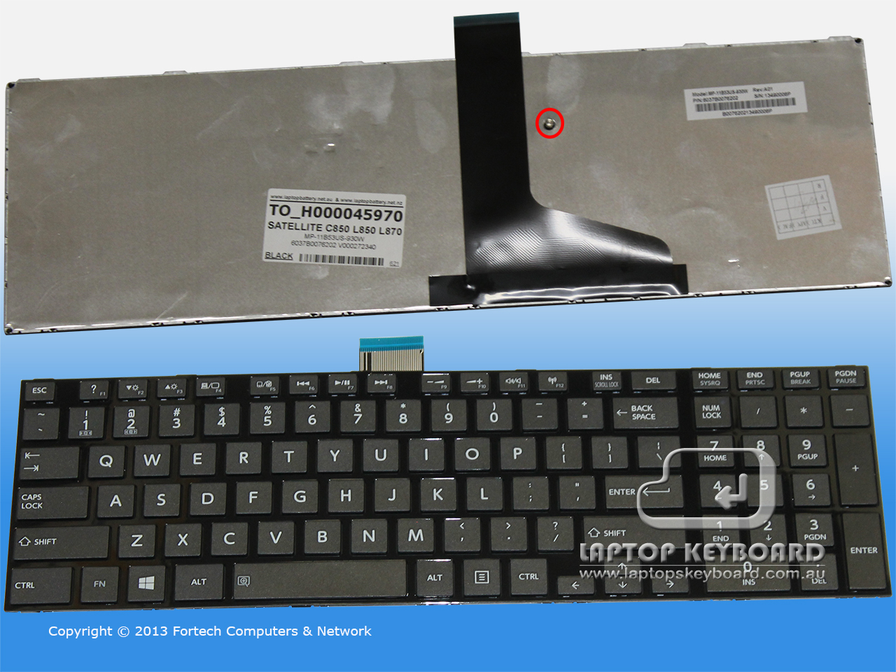 TOSHIBA SATELLITE C850 L850 KEYBOARD BLACK WITH FRAME H000045510 - Click Image to Close