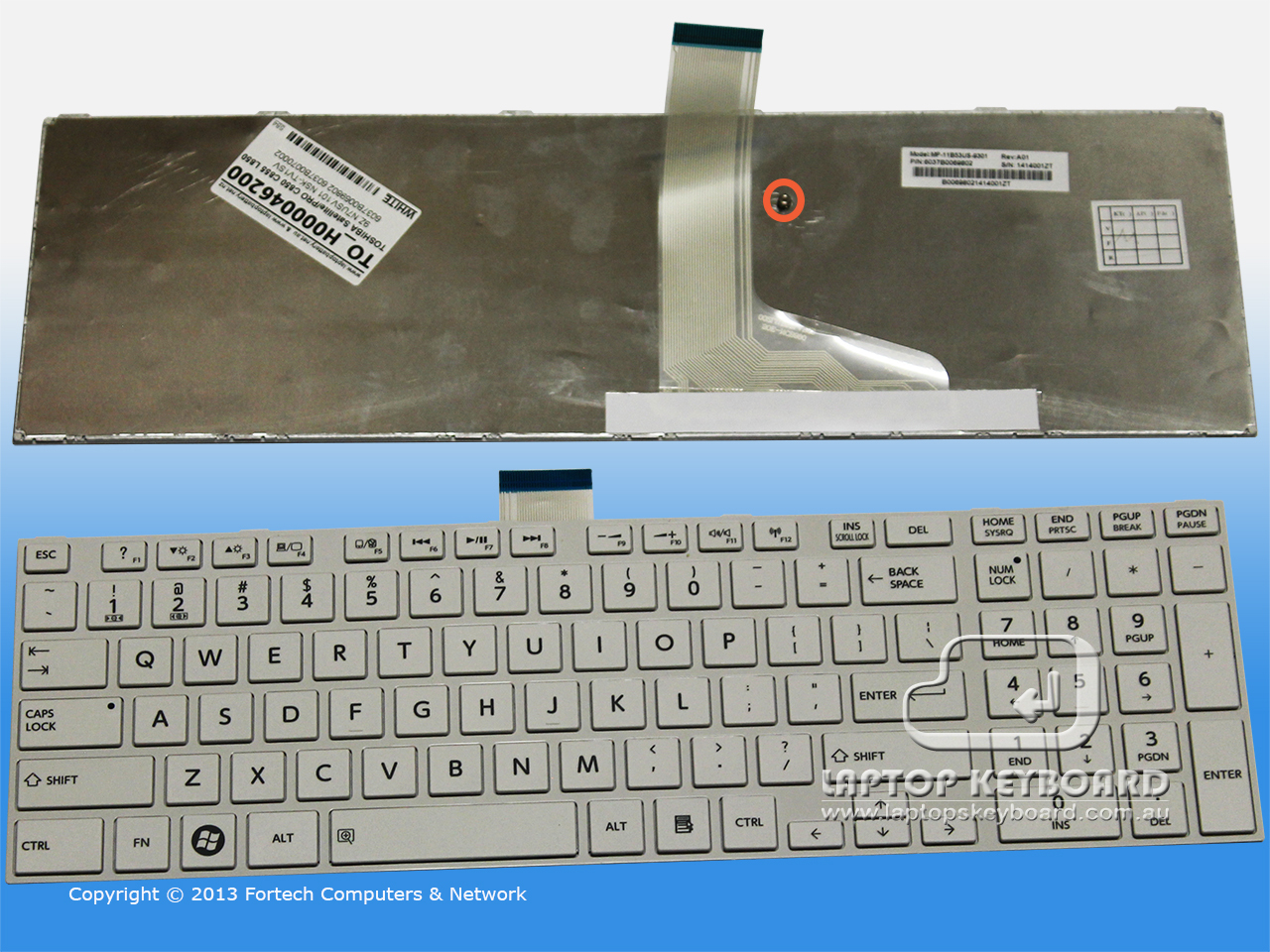 TOSHIBA SATELLITE C850 L850 KEYBOARD WHITE WITH FRAME H000046200 - Click Image to Close