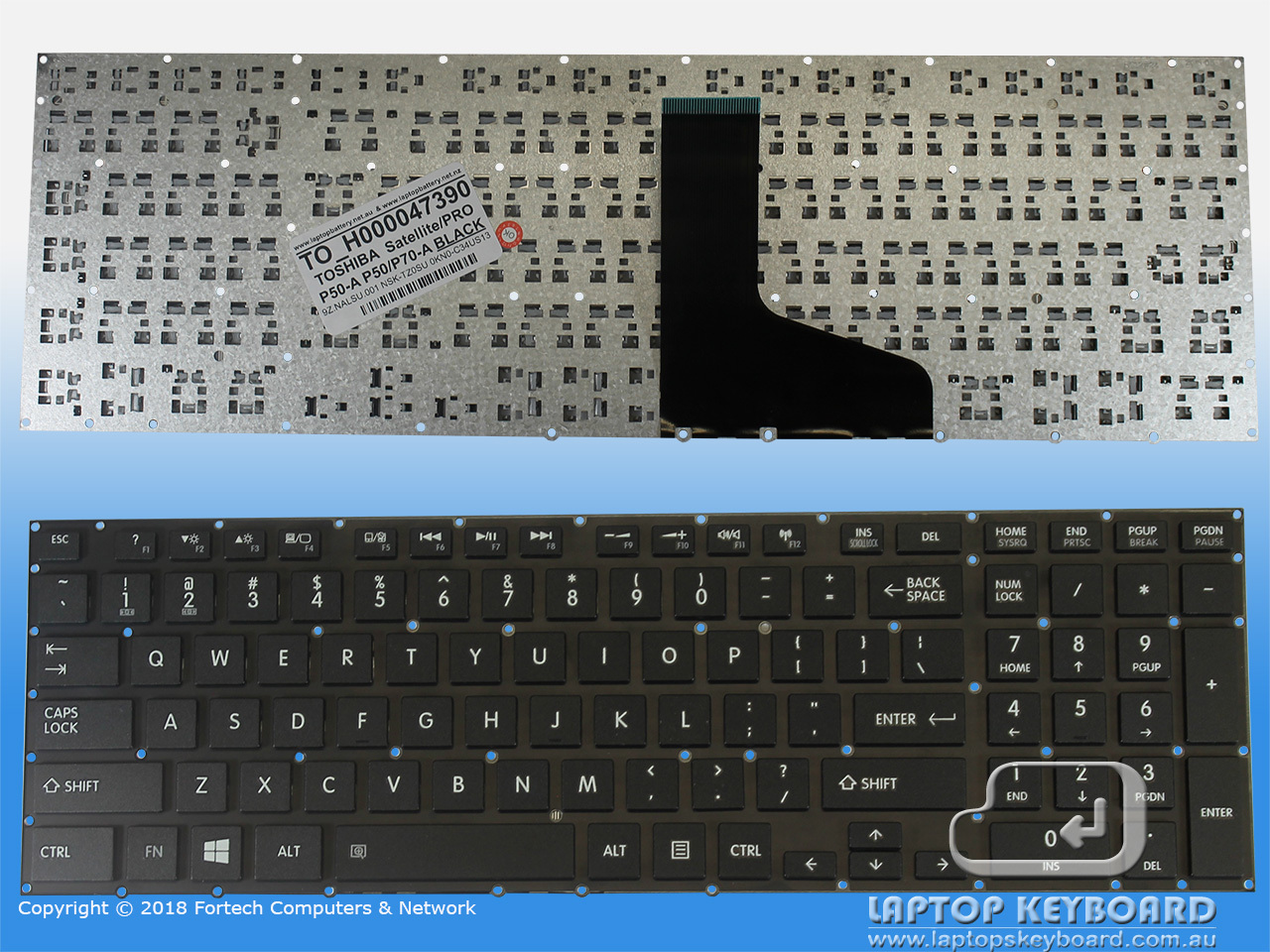 TOSHIBA SATELLITE P50-A P70-A US TILE BLACK KEYBOARD H000047390 - Click Image to Close