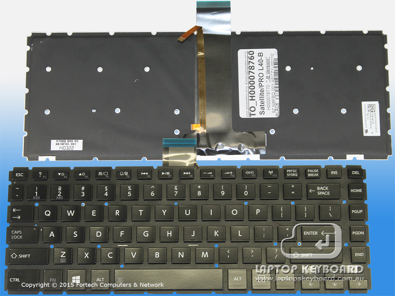 TOSHIBA SATELLITE L40-B P30W-B BLACK KEYBOARD BACKLIT H000078760 - Click Image to Close