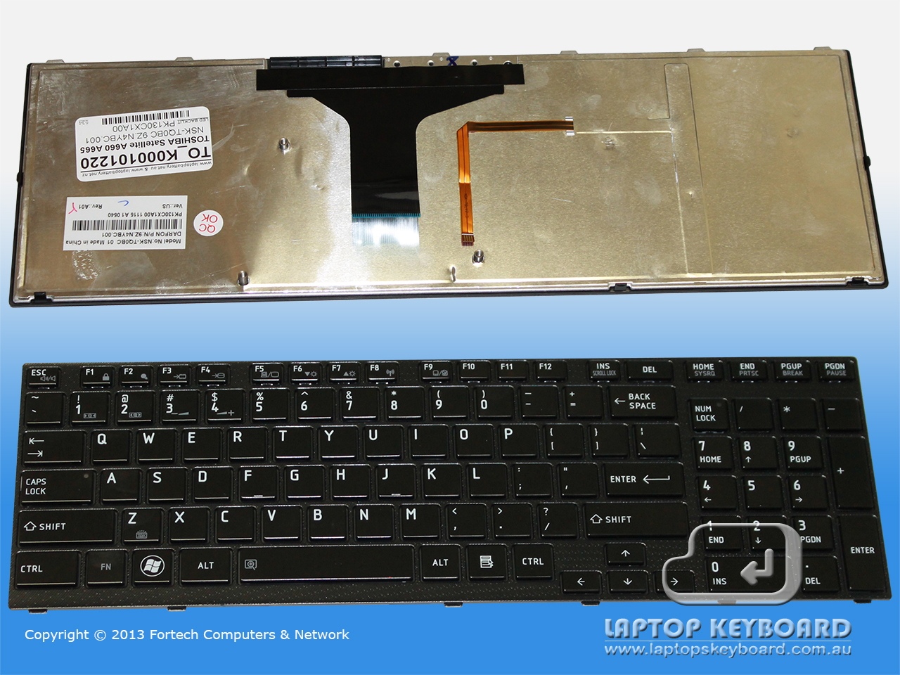 TOSHIBA A660 A665 LED-BACKLIT US KEYBOARD BLACK K000101220 - Click Image to Close