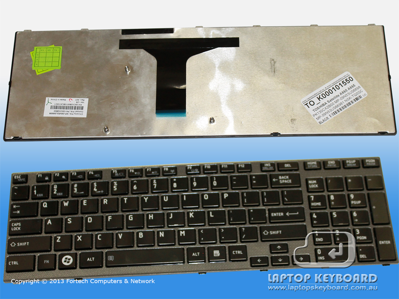 TOSHIBA A660 A665 US KEYBOARD BLACK K000101550 - Click Image to Close