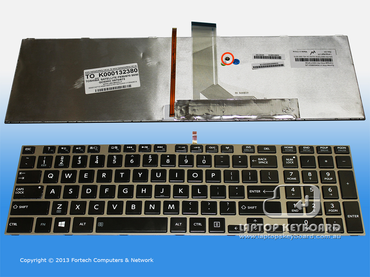 TOSHIBA SATELLITE P850 P870 US BACKLIT KEYBOARD BLACK K000132380 - Click Image to Close