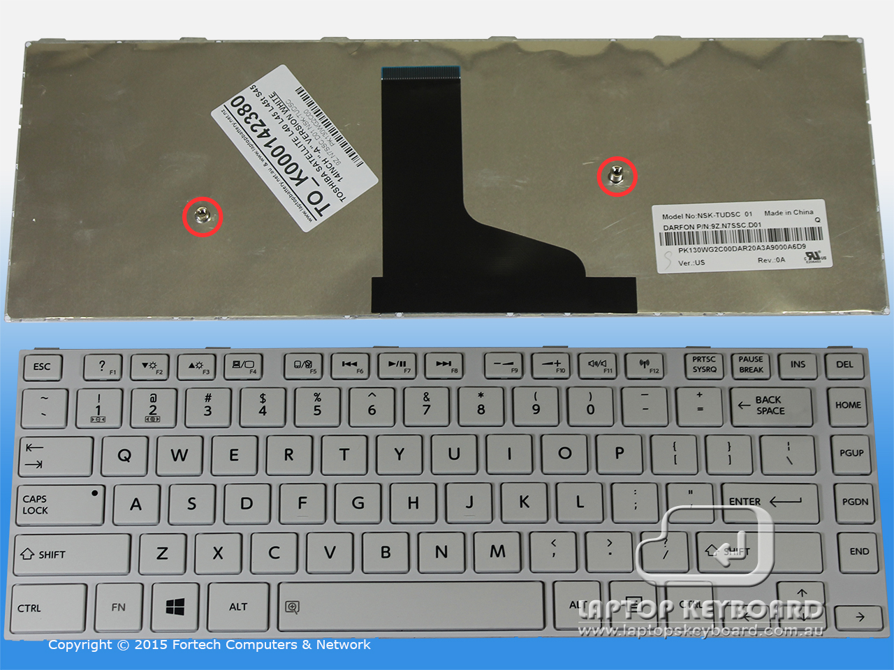 TOSHIBA SATELLITE L40-A, L45-A, S45 WHITE KEYBOARD K000142380 - Click Image to Close