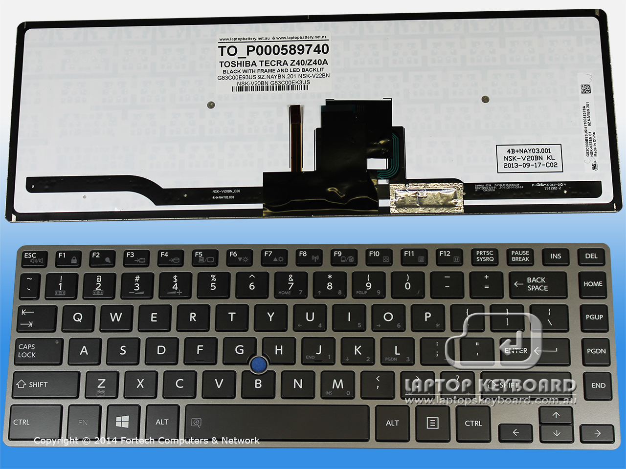 TOSHIBA TECRA Z40 BLACK US BACKLIT KEYBOARD P000589740 - Click Image to Close