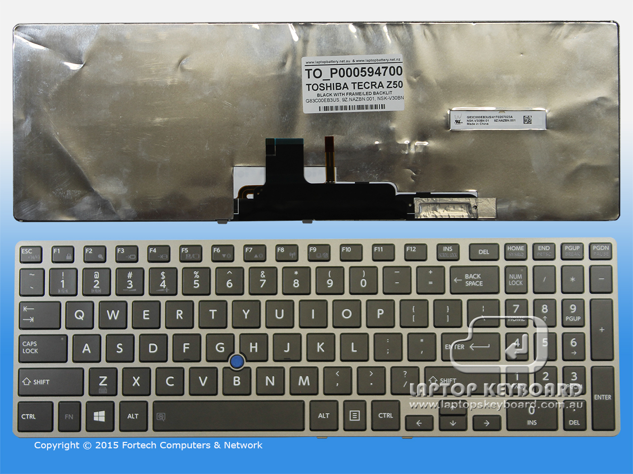 TOSHIBA TECRA Z50 BLACK US BACKLIT KEYBOARD P000594700 - Click Image to Close