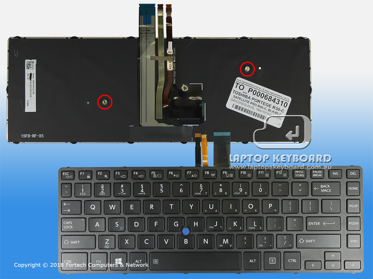 TOSHIBA PORTEGE R30-C SATELLITE PRO R40-C US KEYBOARD P000684310 - Click Image to Close