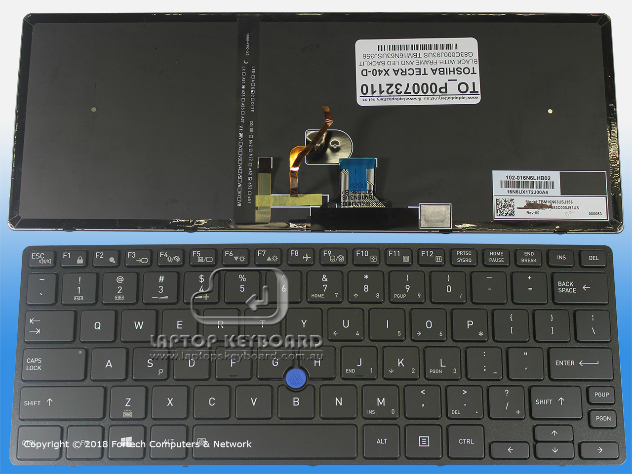 TOSHIBA TECRA X40-D BLACK US BACKLIT KEYBOARD P000732110 - Click Image to Close