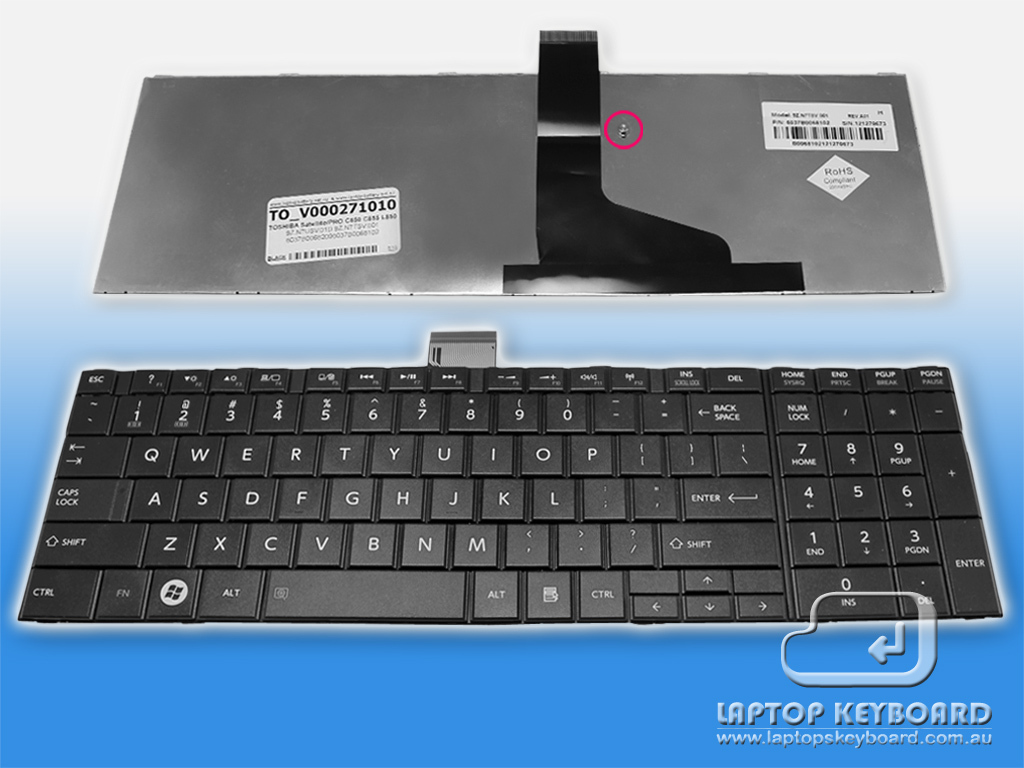 TOSHIBA SATELLITE C850 L850 KEYBOARD BLACK V000271010 - Click Image to Close